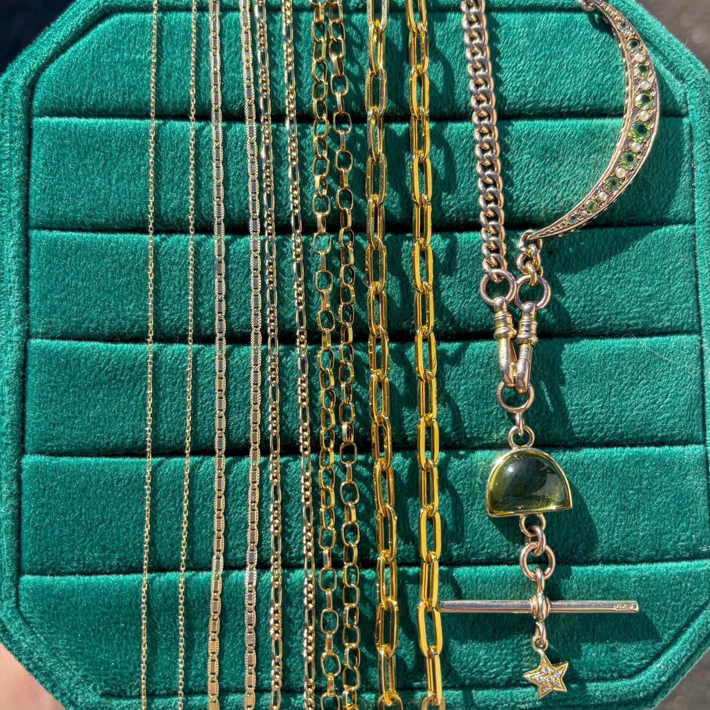 Handmade Vintage 9K yellow gold belcher chain