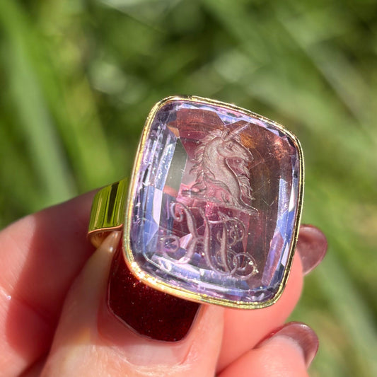 Antique Victorian Large Amethyst Unicorn Intaglio
