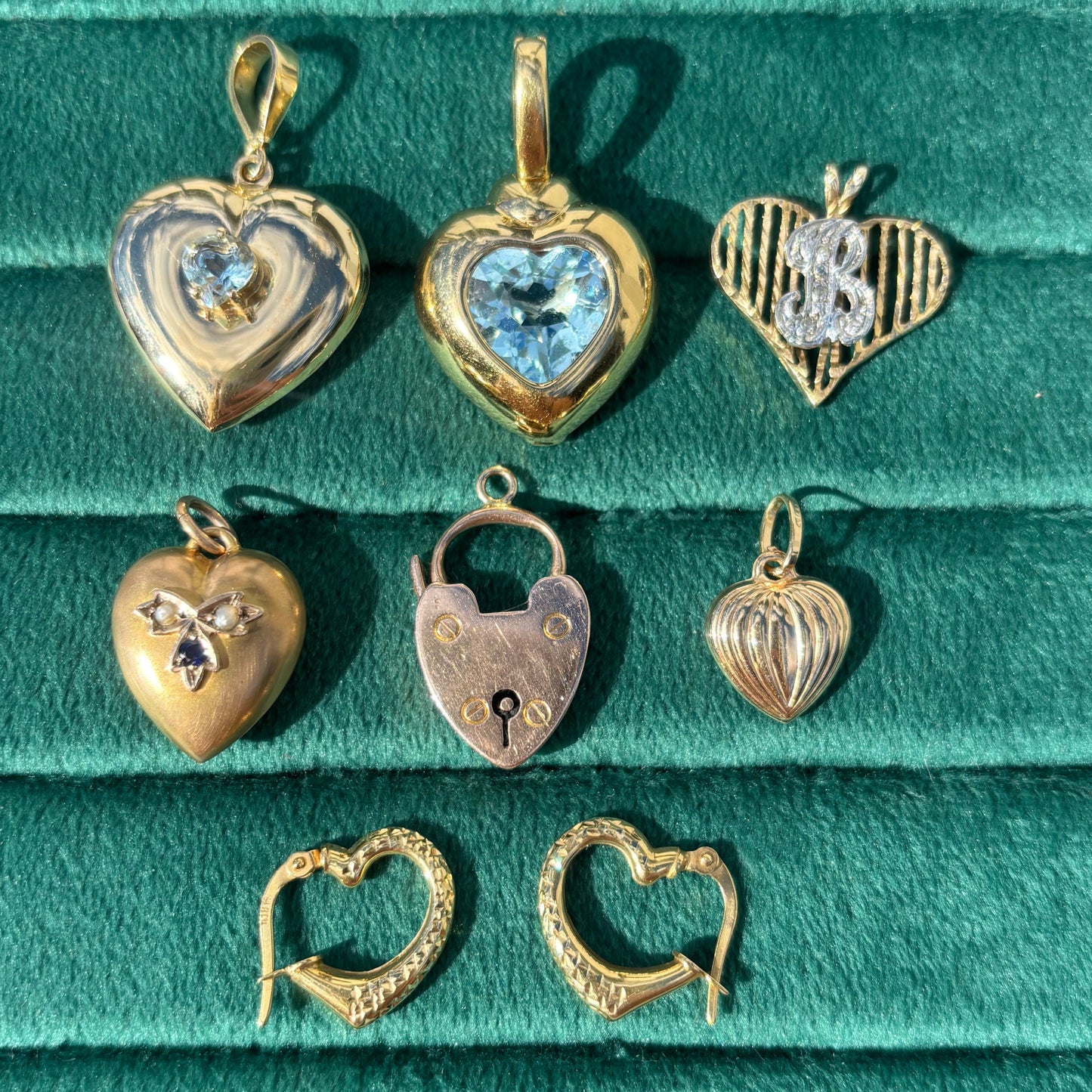 14K yellow gold heart with White gold Diamond encrusted B