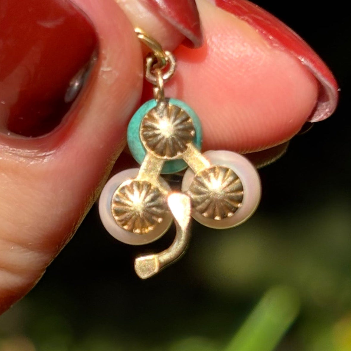 RARE Vintage 9CT pearl and Turquoise lucky clover