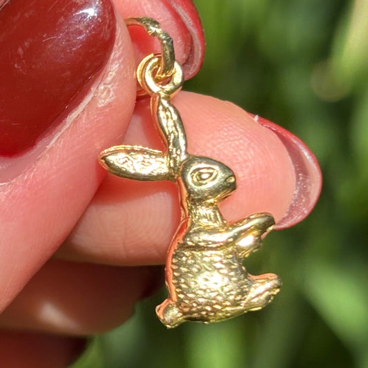 14K 3D bunny charm