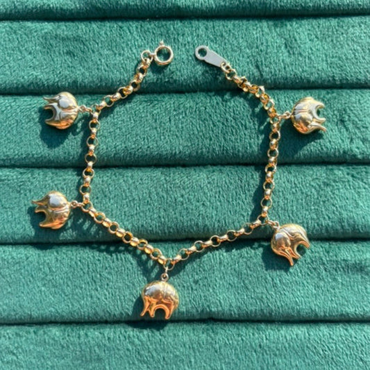18K rolo chain elephant charm bracelet