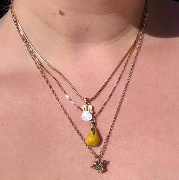 Italian 9k yellow gold and enamel Pear