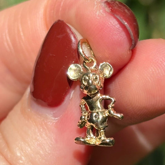 9CT solid yellow gold retro Mickey Mouse charm