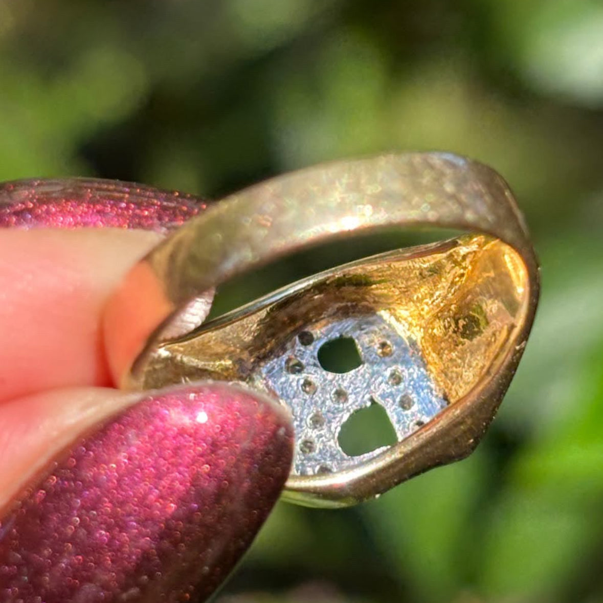 Vintage 14K Diamond B signet ring