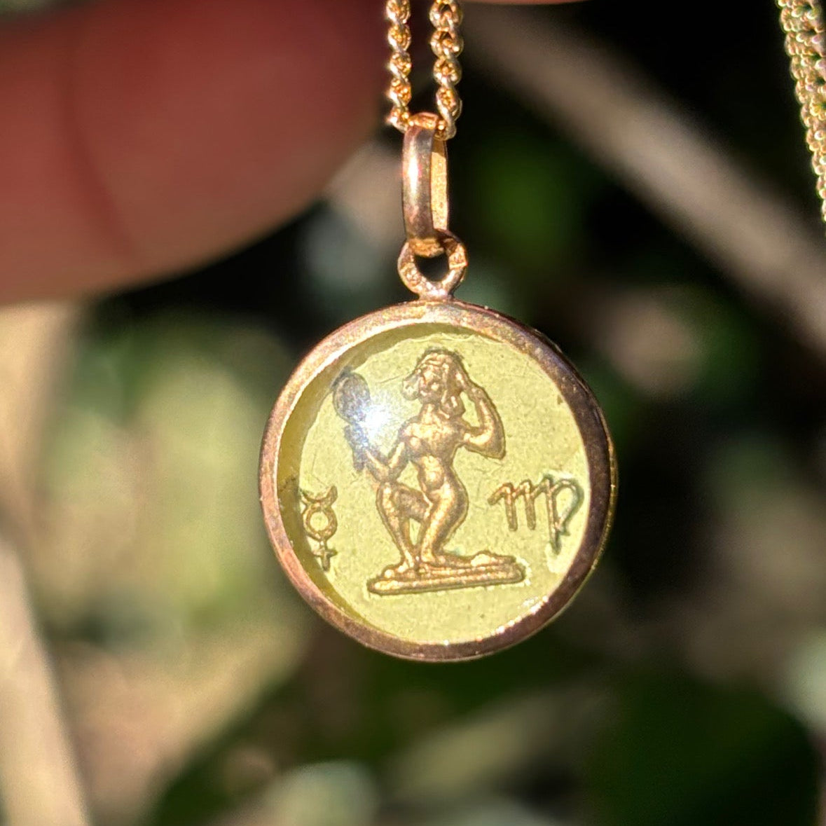 RARE 1970’s Vintage 18K and glass Portuguese mini Virgo charm