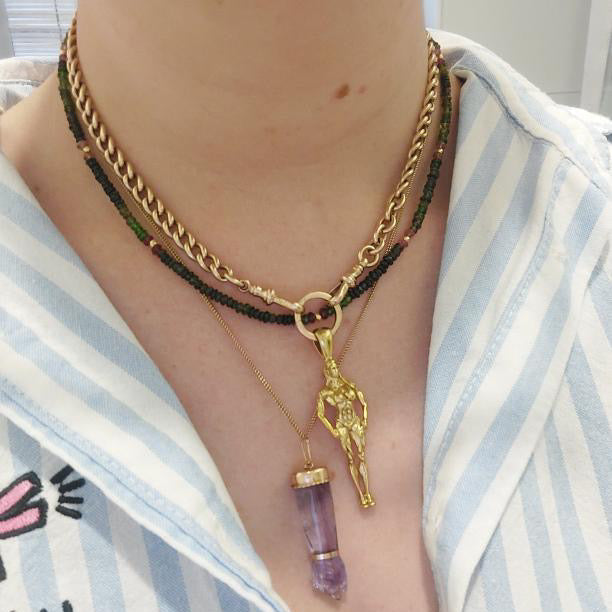 Vintage Large 14K Natural Amethyst Mano Figa pendant