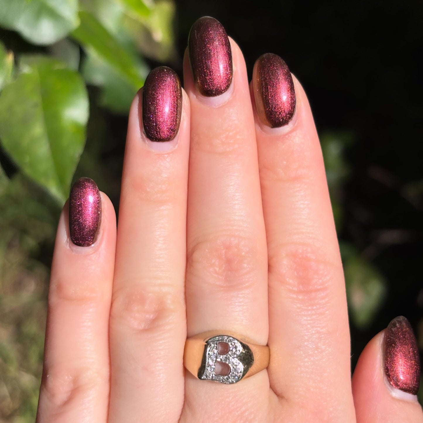 Vintage 14K Diamond B signet ring