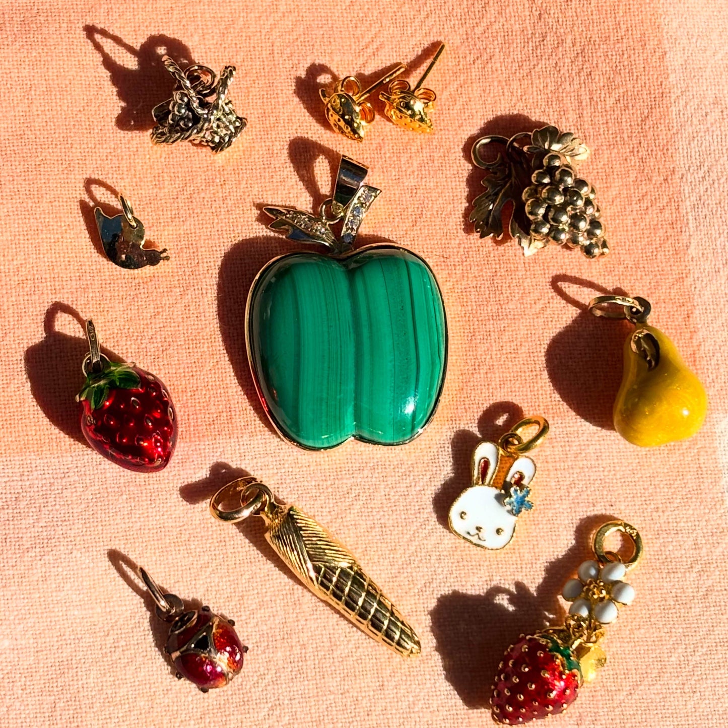 Rare 18K large Italian corn charm