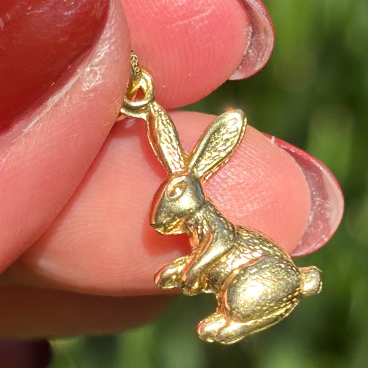 14K 3D bunny charm