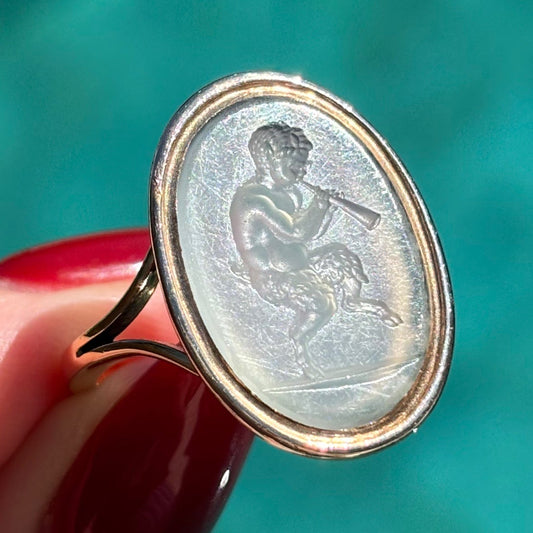 Incredible RARE Antique Georgian 18K Large Pan wax seal ring