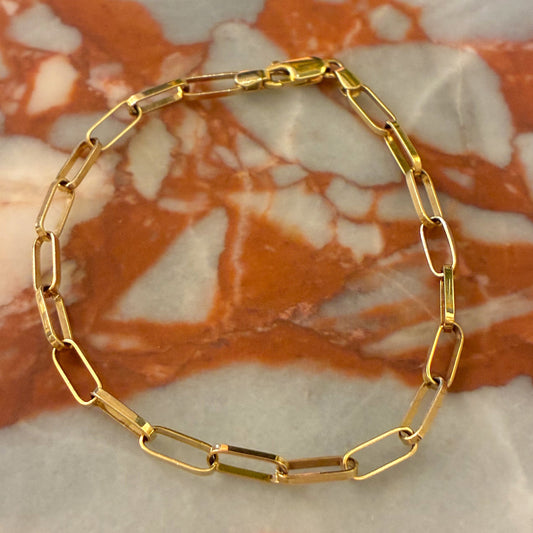 SOLID NEW 9CT chunky Italian paperclip bracelet