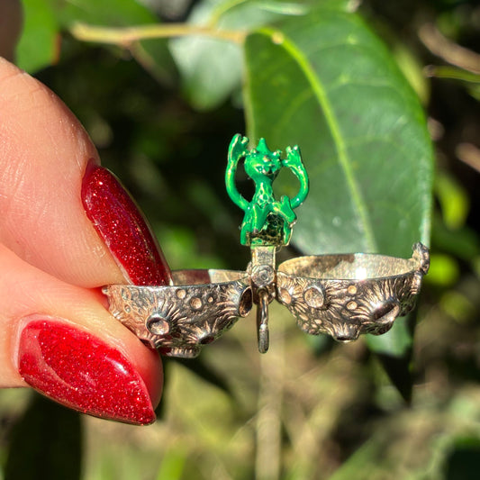 ULTRA RARE 1960s Nuvo Sterling silver moon charm with alien inside