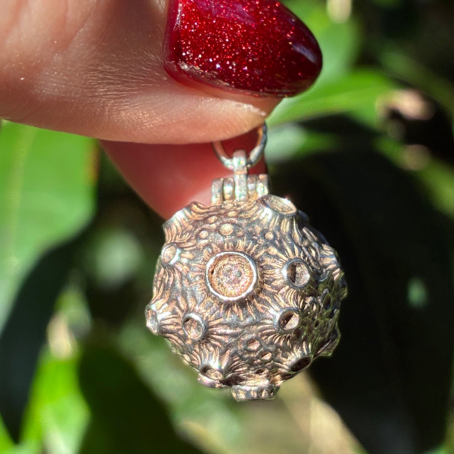 ULTRA RARE 1960s Nuvo Sterling silver moon charm with alien inside