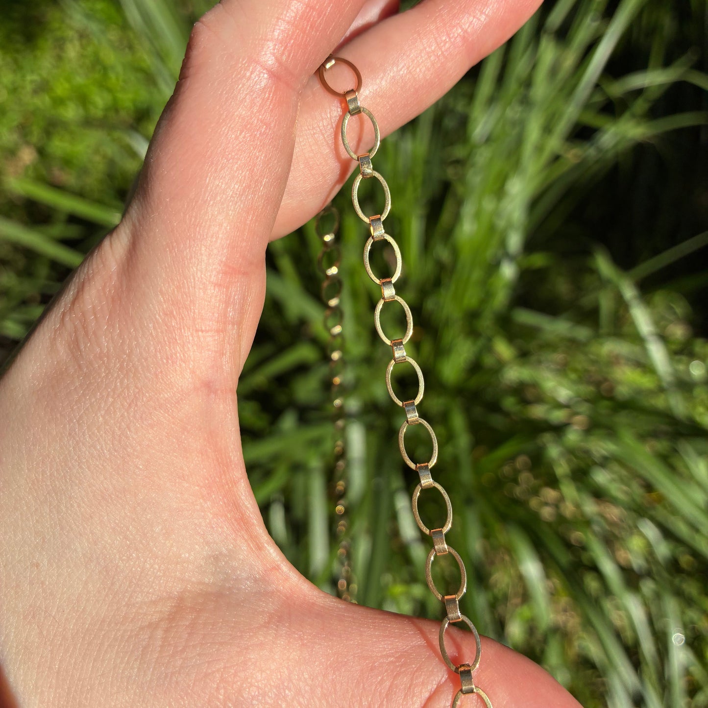 Vintage 9CT Solid Italian UNOAERRE flat link oval fancy chain