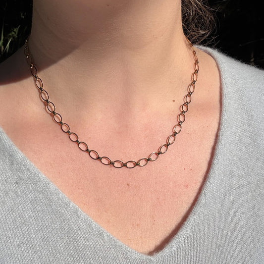 Vintage 9CT Solid Italian UNOAERRE flat link oval fancy chain