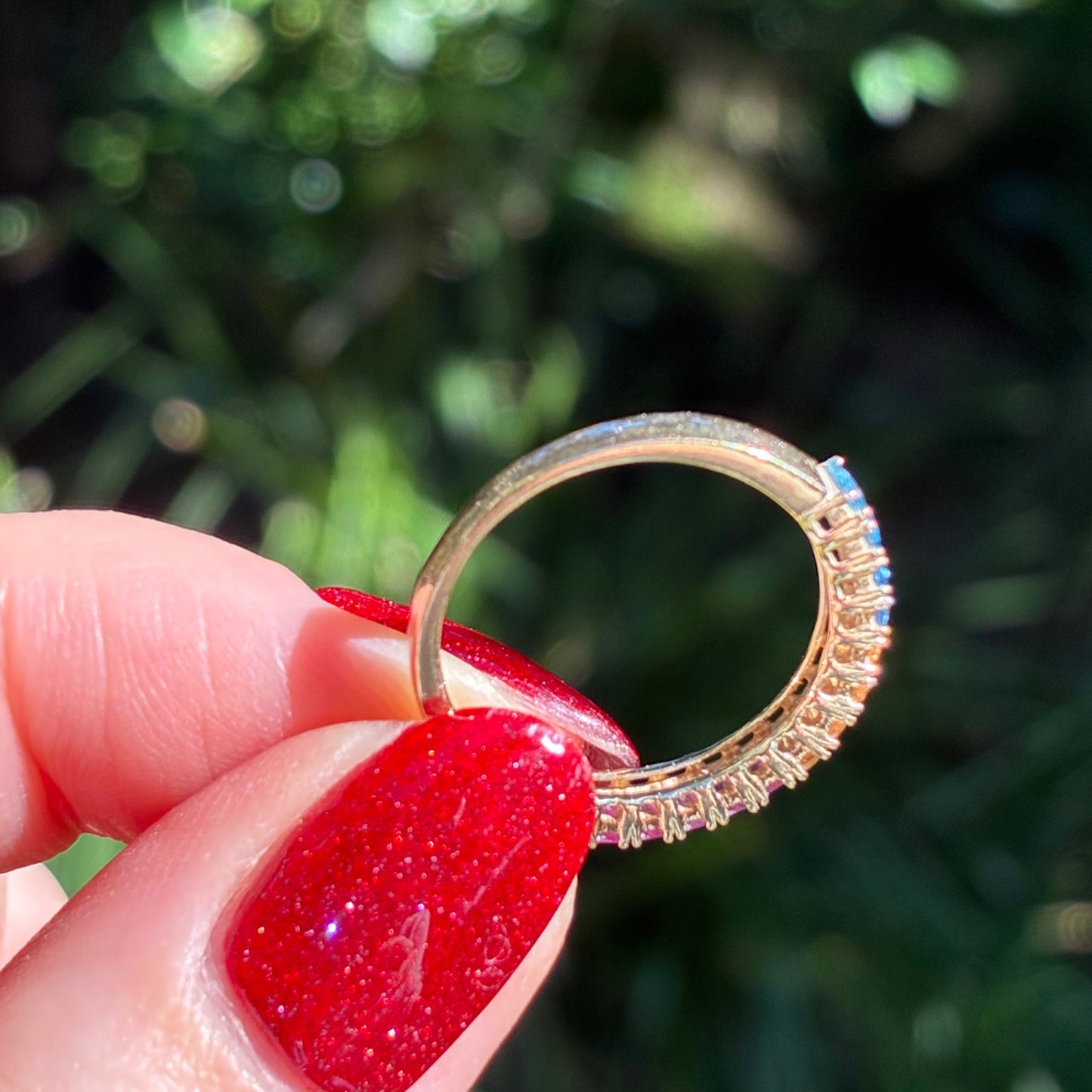 9K Yellow Gold Rainbow Natural Sapphire stacker band