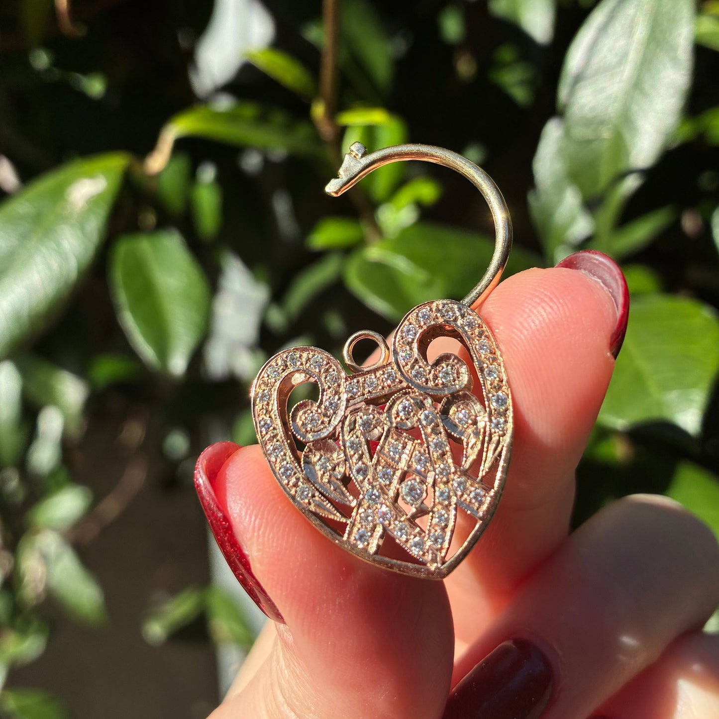 Vintage XL 9CT natural Diamond heart padlock