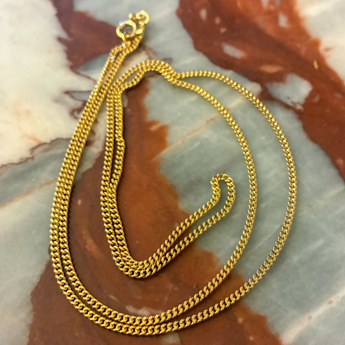 18CT Vintage Italian UNOAERRE long fine curb chain