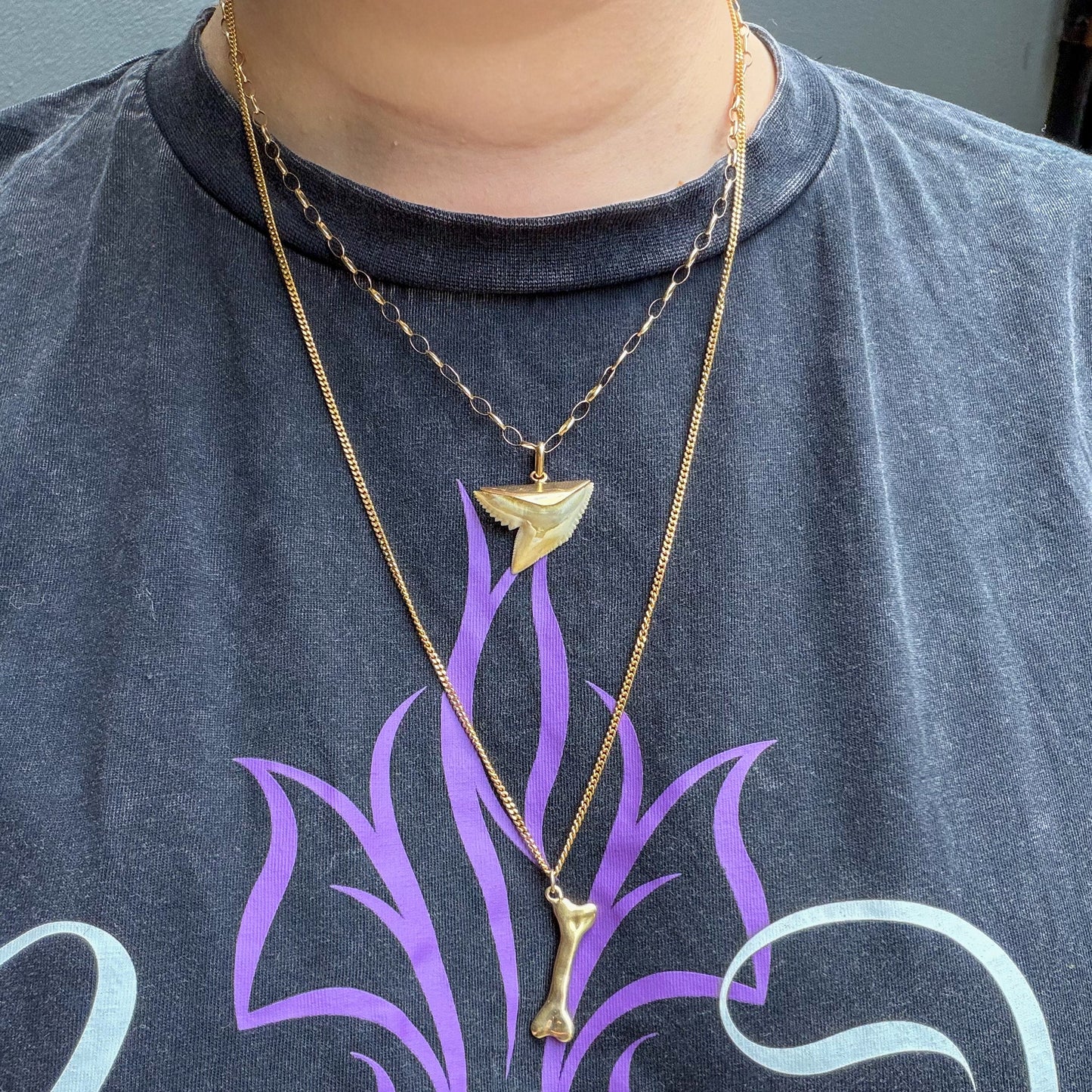 RARE Large Vintage handcrafted 14K solid bone pendant