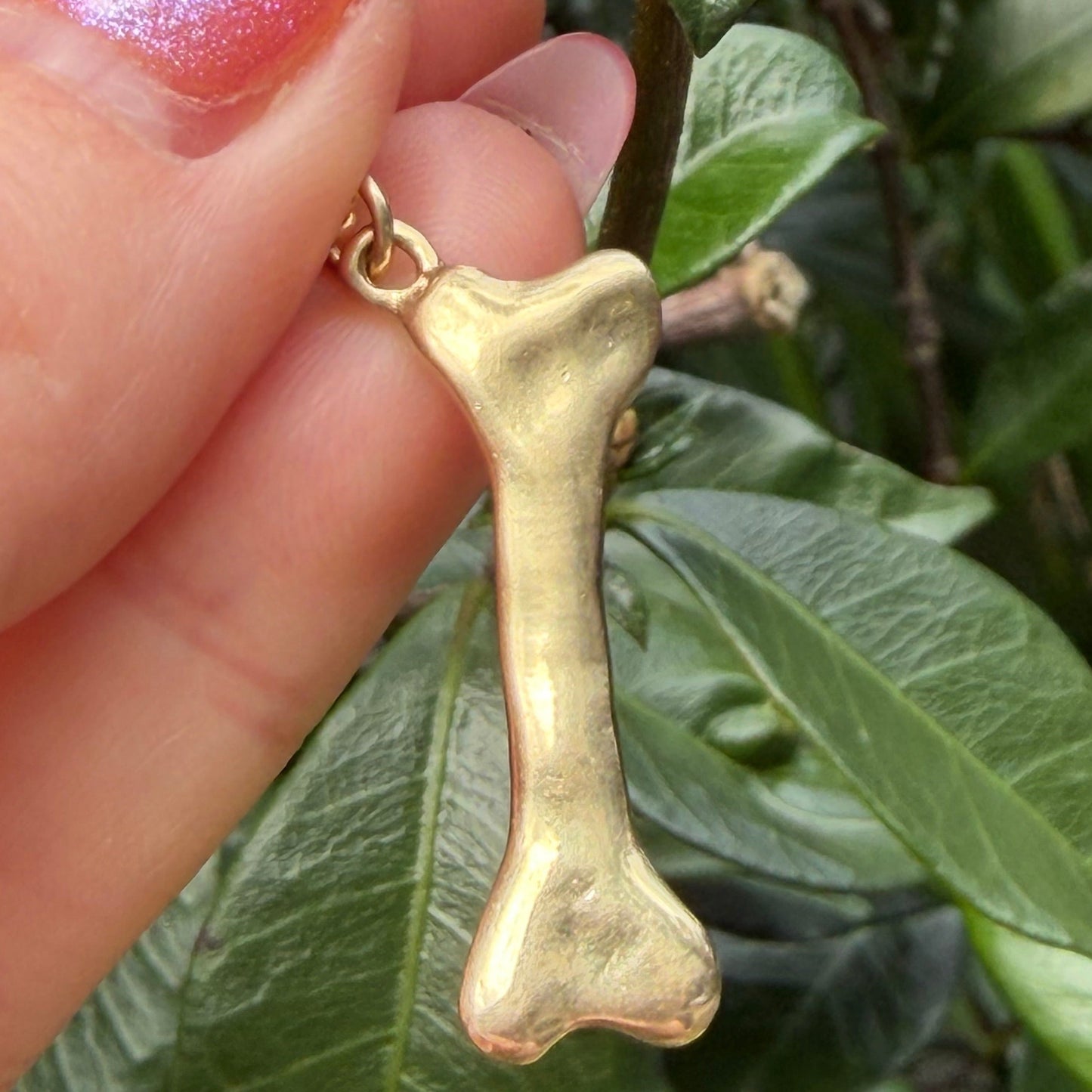 RARE Large Vintage handcrafted 14K solid bone pendant