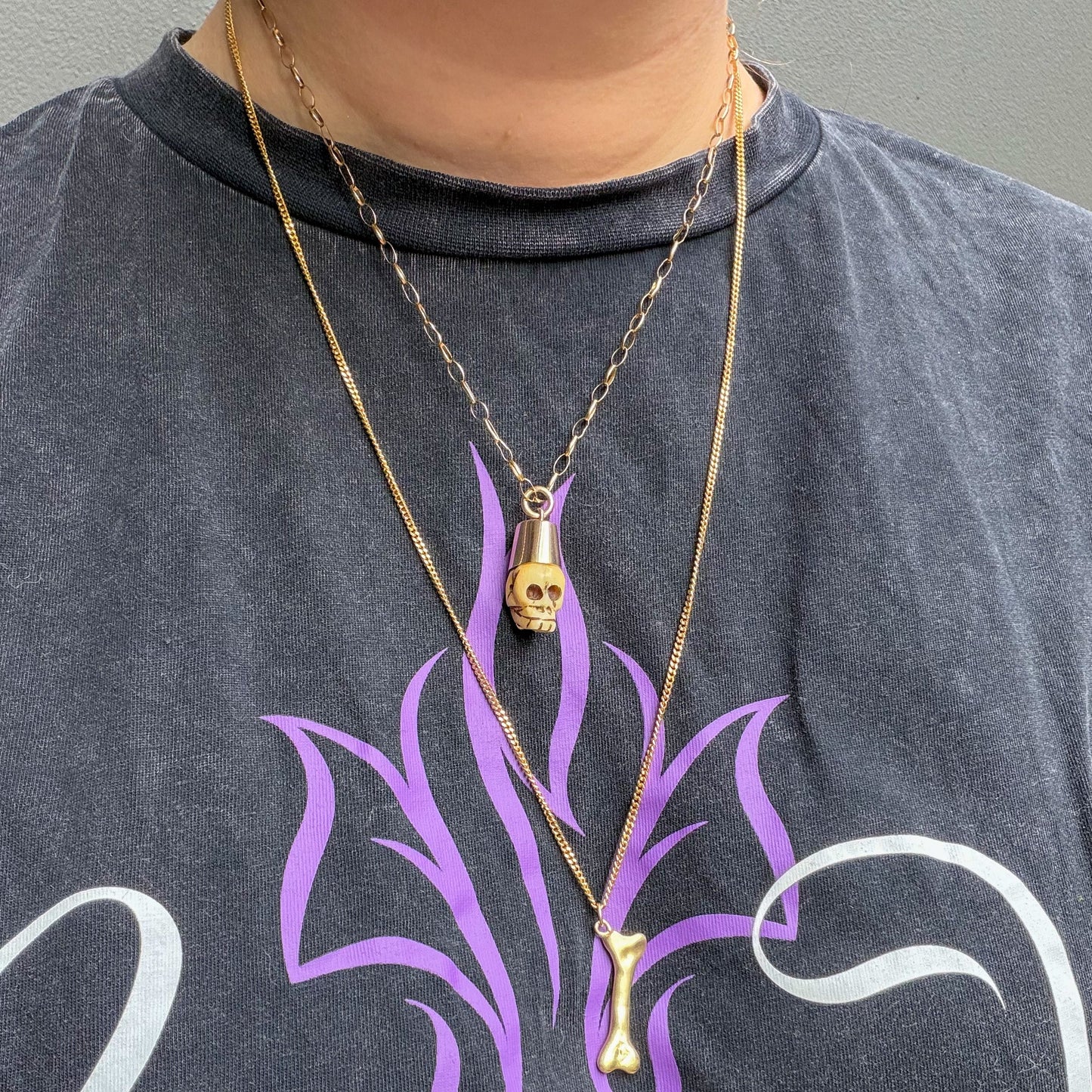 RARE Large Vintage handcrafted 14K solid bone pendant
