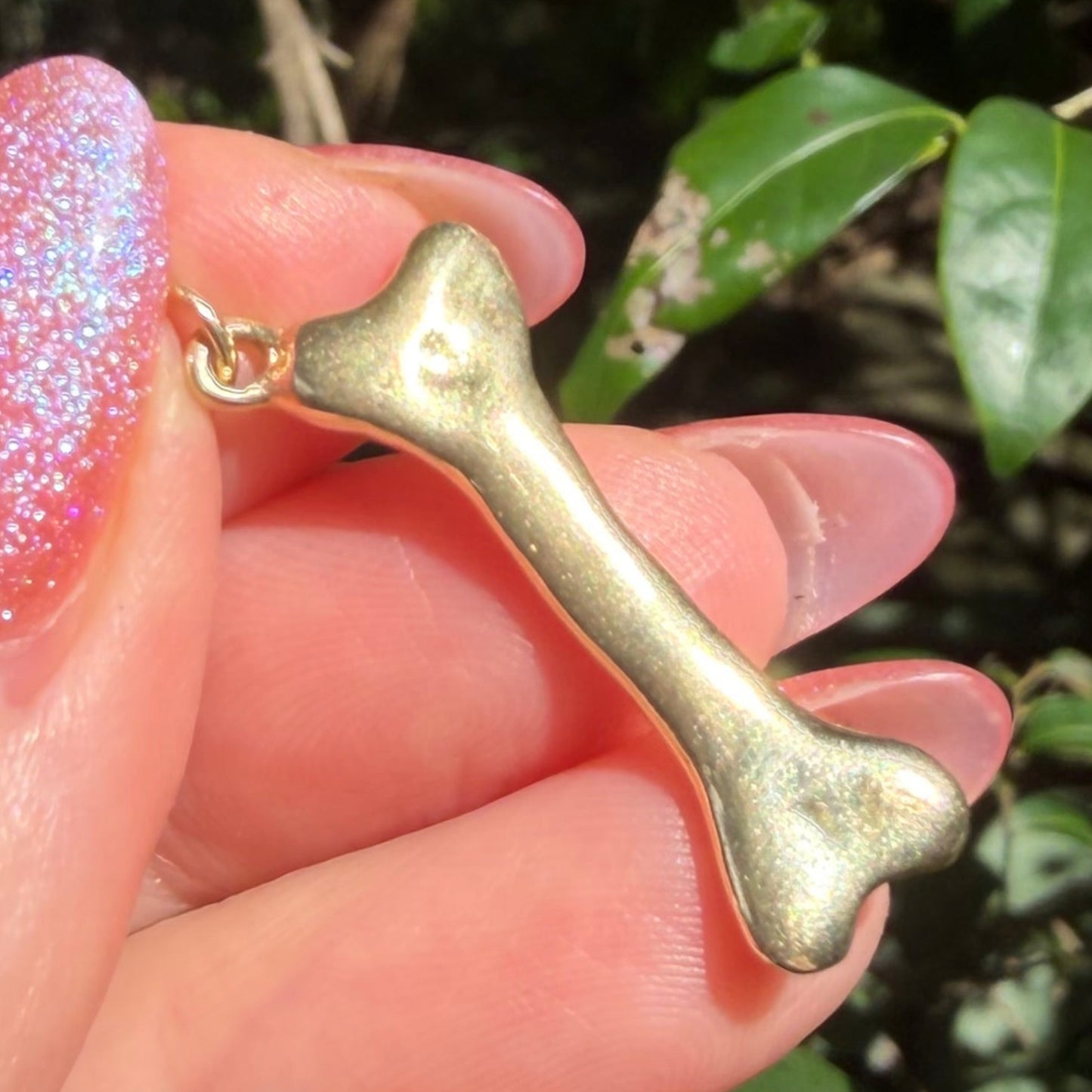 RARE Large Vintage handcrafted 14K solid bone pendant