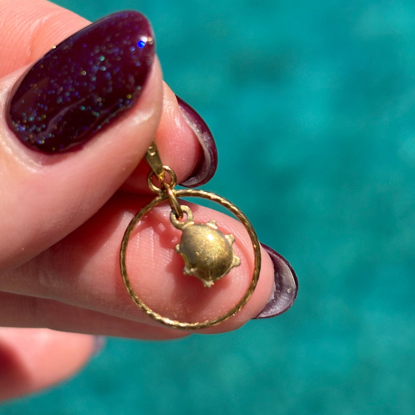 NEW 18K gold dangling enamel ladybug pendant