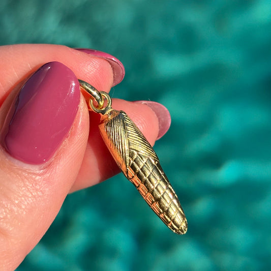 Rare 18K large Italian corn charm