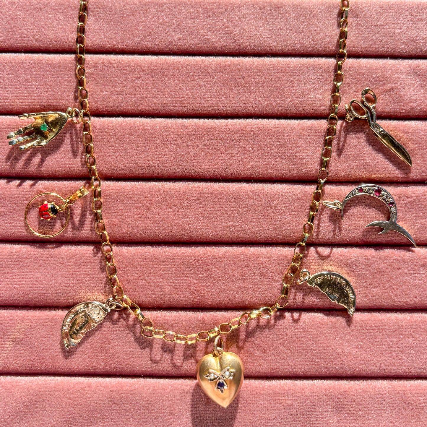NEW 18K gold dangling enamel ladybug pendant