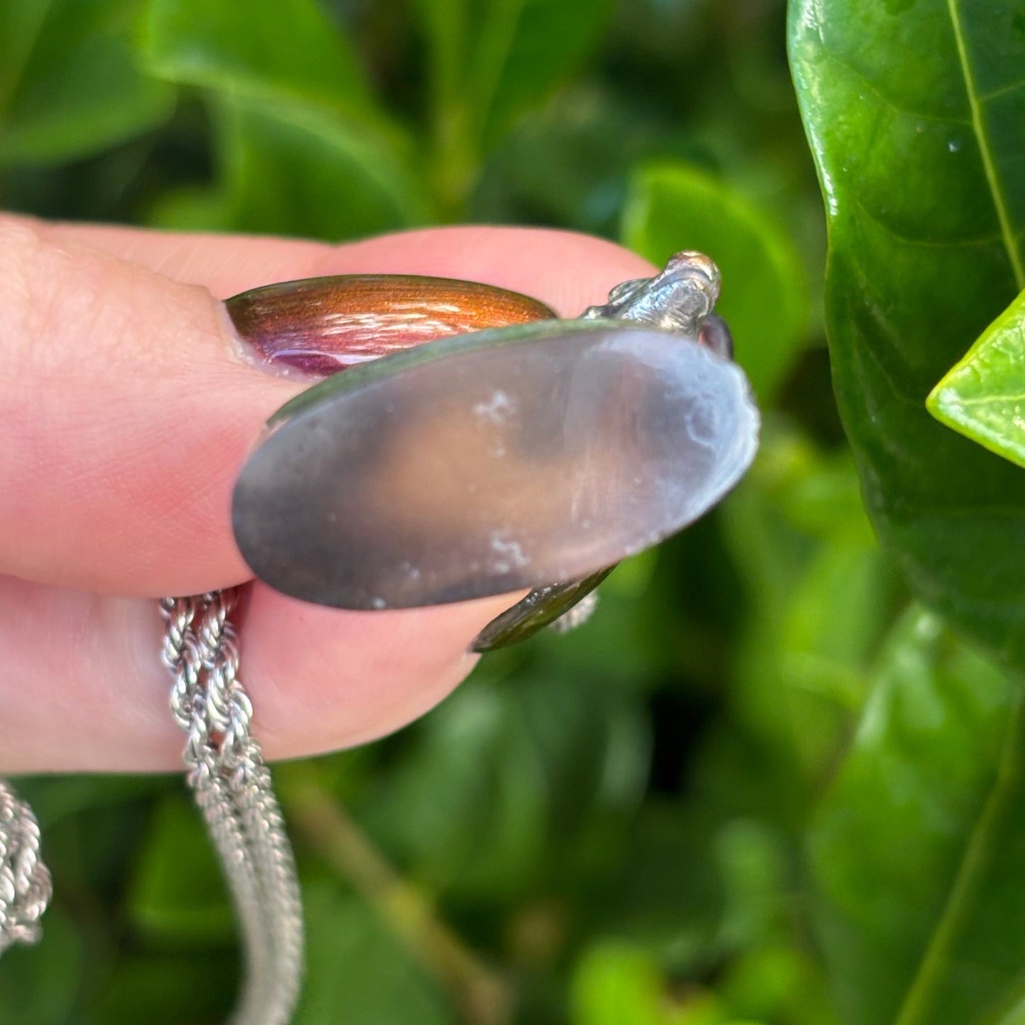 Vintage Antique style copper and silver plate Agate deer fob
