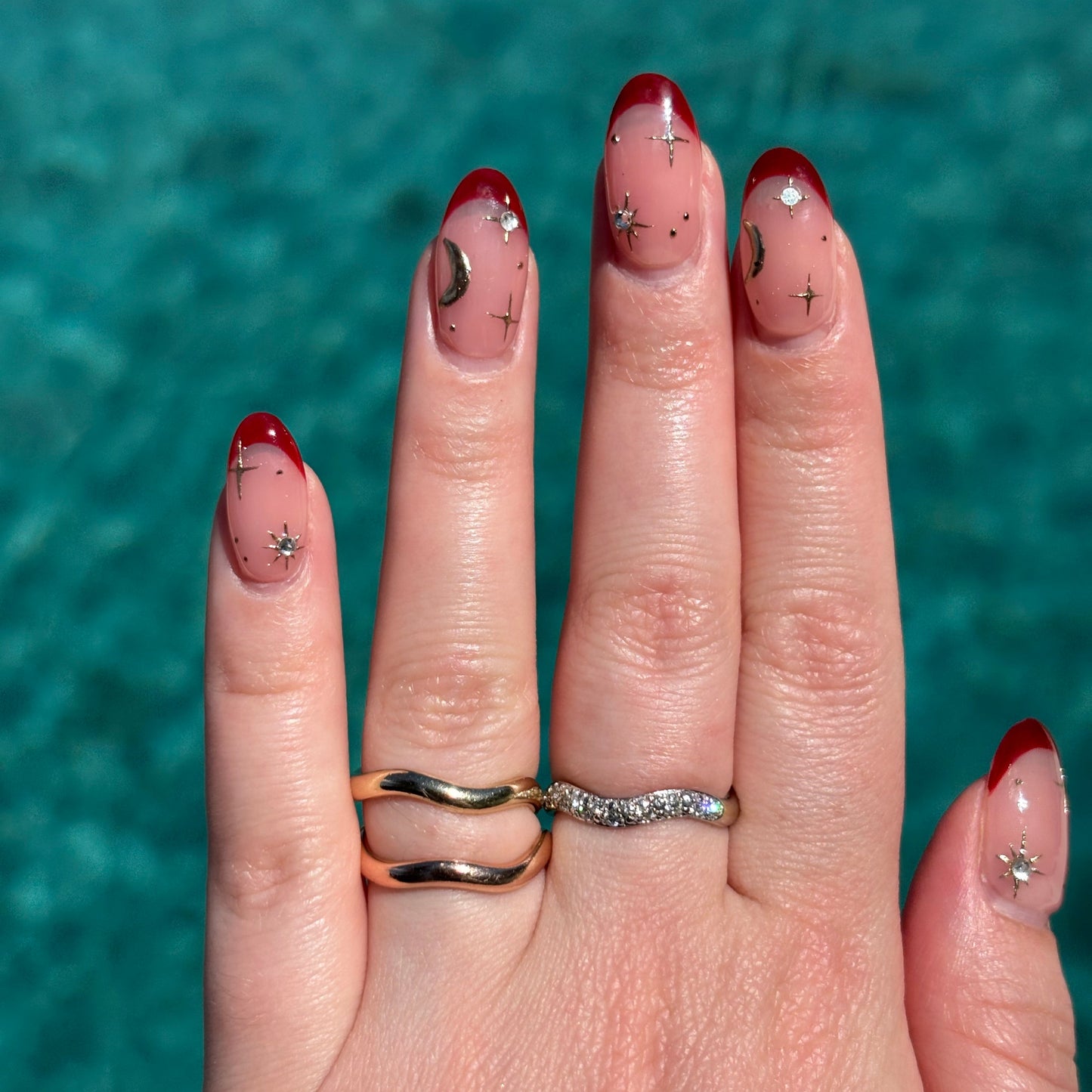 CUSTOM NEW 9K separate three band stacking ring with Diamonds.