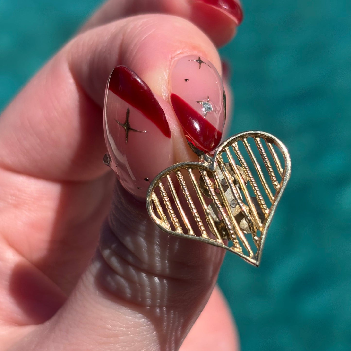 14K yellow gold heart with White gold Diamond encrusted B