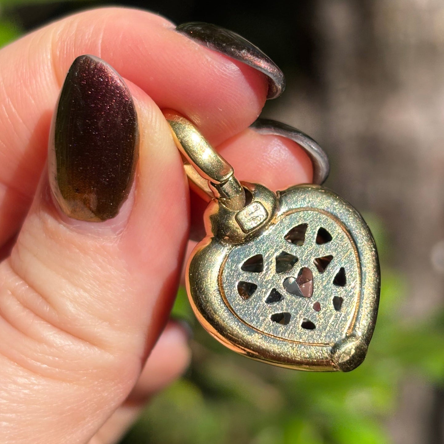 Vintage Italian Large 18K Blue Tourmaline heart pendant