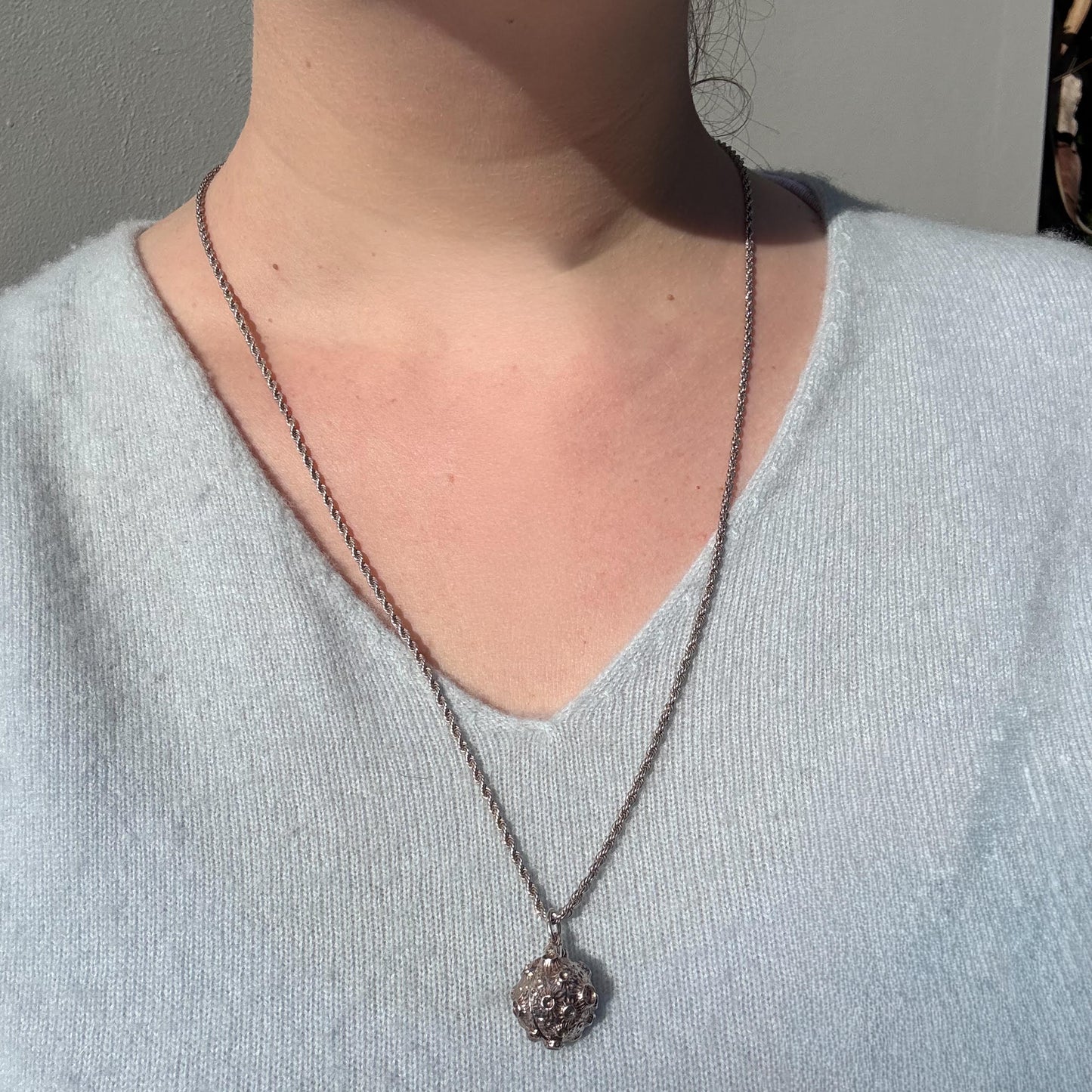 ULTRA RARE 1960s Nuvo Sterling silver moon charm with alien inside
