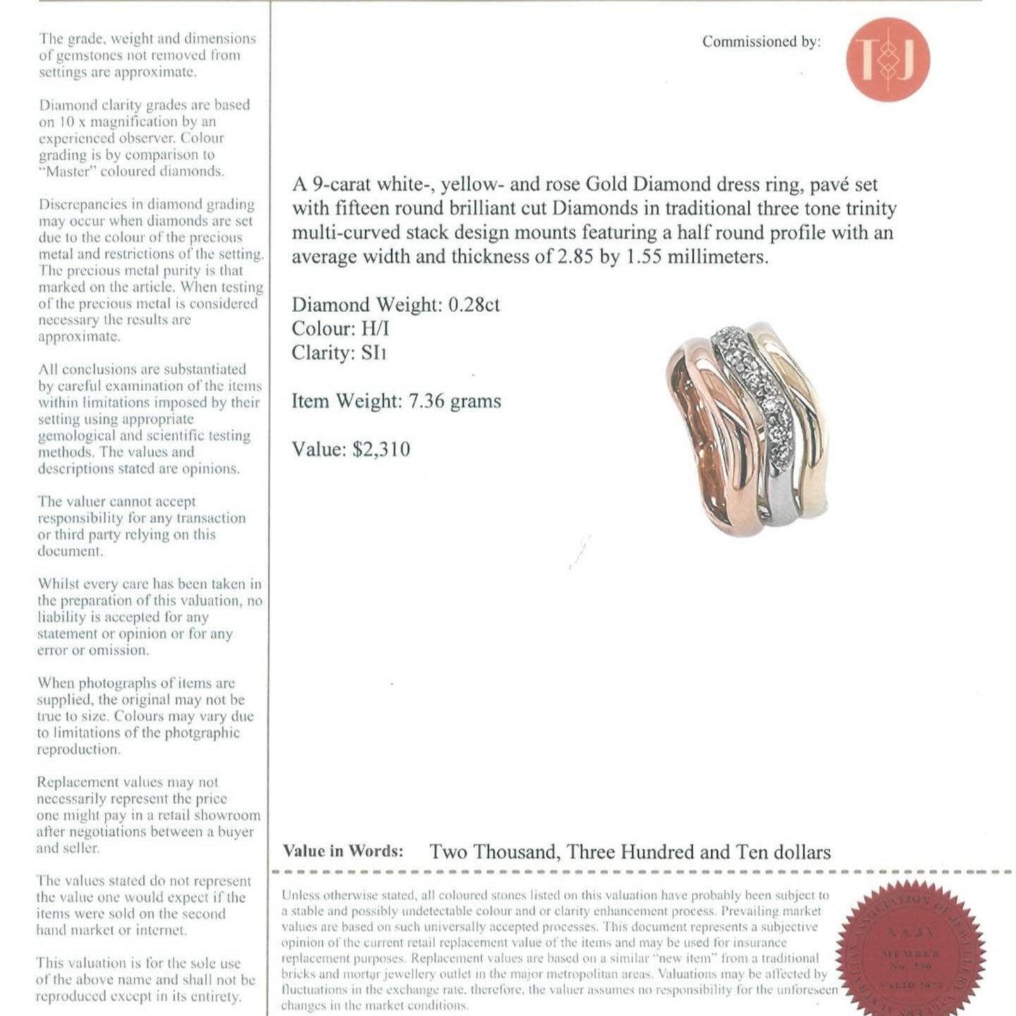 CUSTOM NEW 9K separate three band stacking ring with Diamonds.